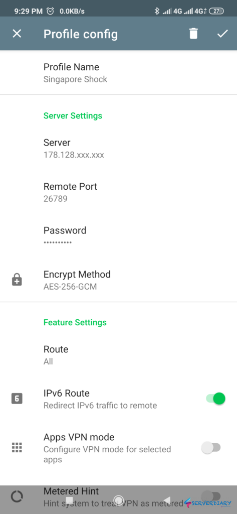 Add profile Shadowsocks client on Android