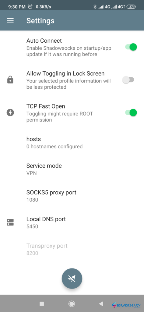 Shadowsocks client setting on Android